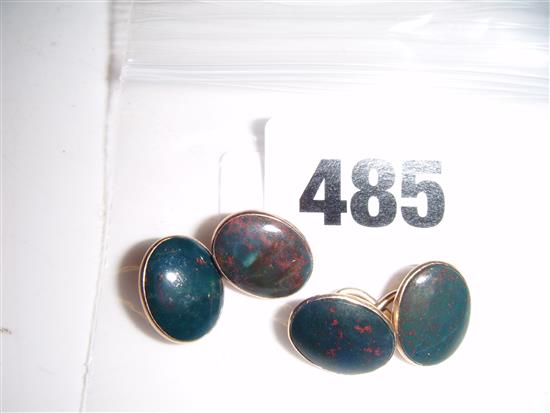 Pair gold and bloodstone cufflinks